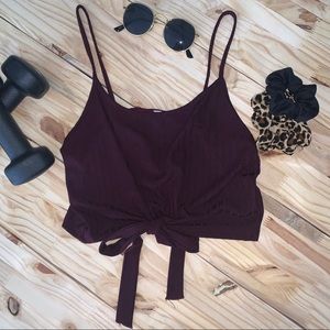 7DAYWKND• medium• dark maroon athleisure crop top